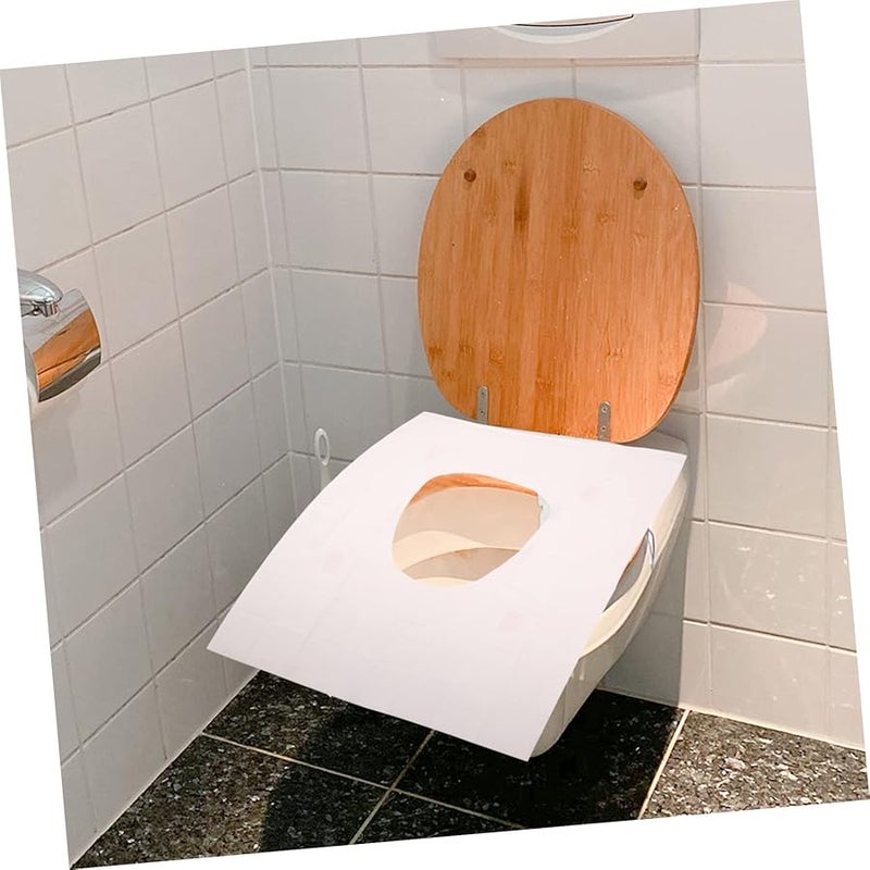 أغطية مقاعد المرحاض القابلة للتخلص منها 50 قطعة، وسادات مرحاض للسفر لاستخدام دورات المياه العامة والاستخدام الخارجي - Image 3